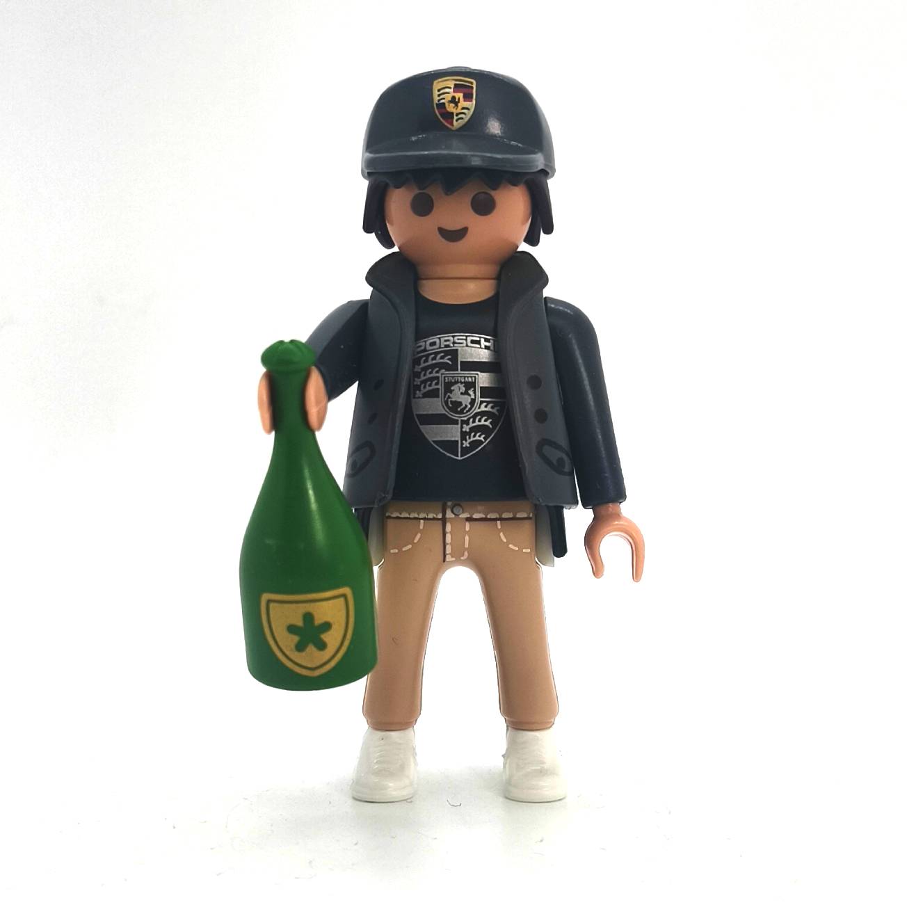 Supporter Porsche avec bouteille de champagne